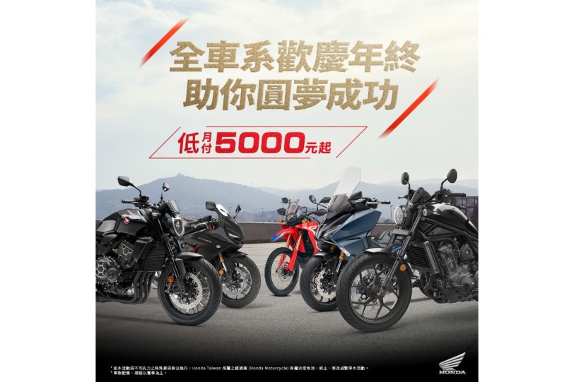 Honda Taiwan 全車系優惠活動開跑 全車系歡慶年終 圓夢月付5000元起 新手考照再送5000元購車金