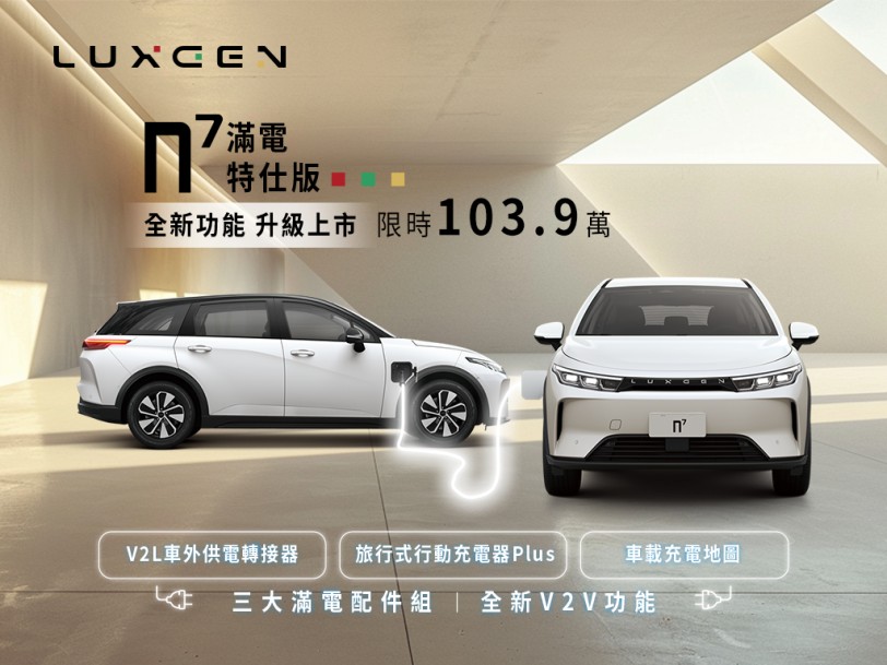 LUXGEN n⁷ 滿電特仕版搭載全新功能升級上市 會員限時 103.9 萬只到 6/30 截止讓你滿電出發